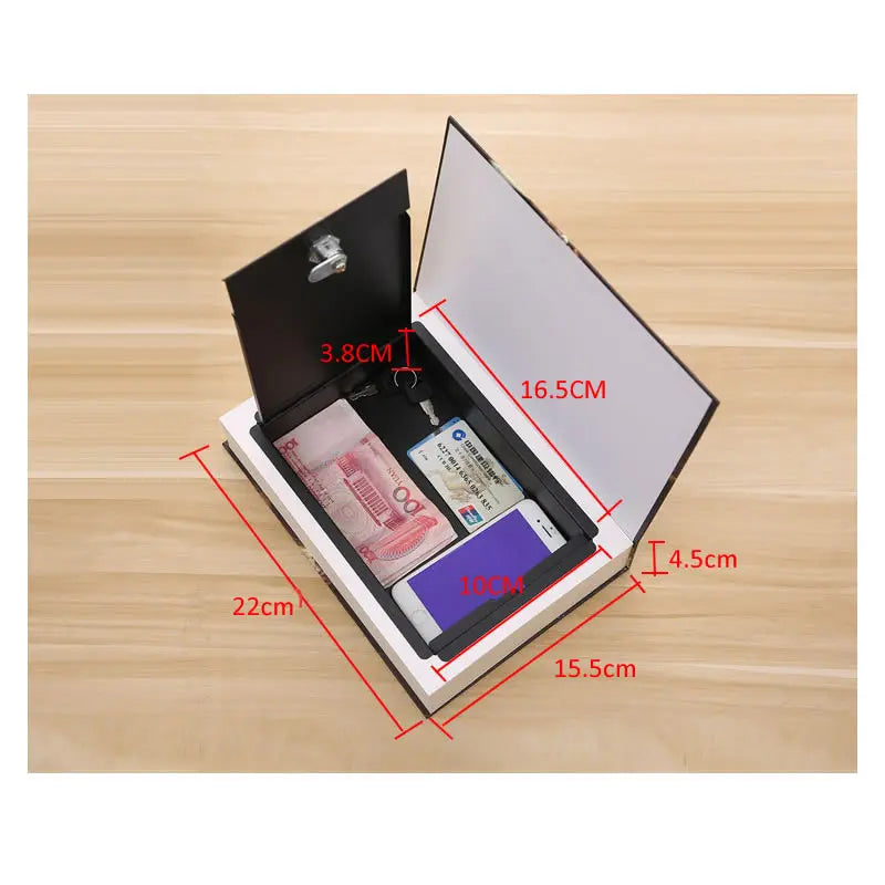 North Carolina Dispensary Hidden Book Safe with Key Lock — Metal Interior Stash Box for Cash, Jewelry & Passports — Realistic Classic Book Design