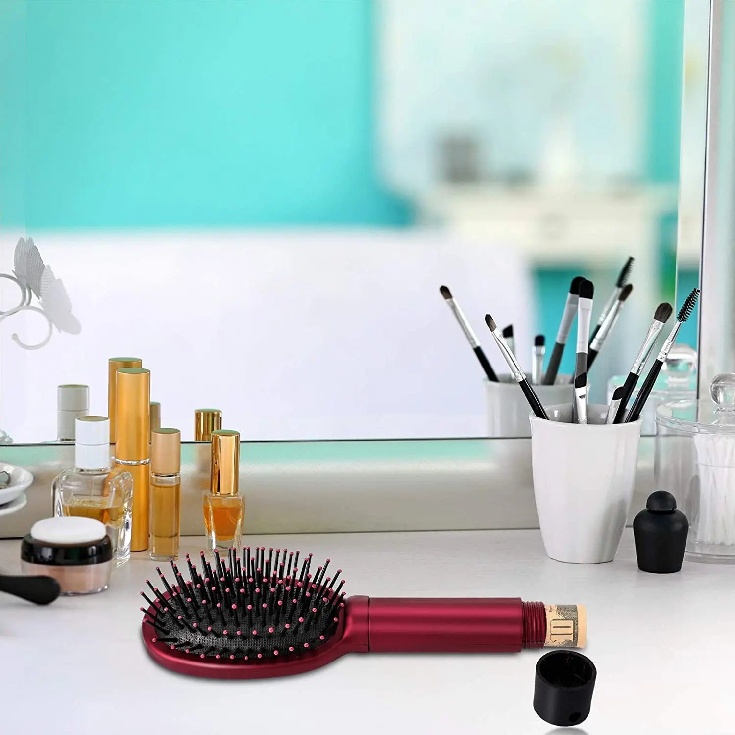 North Carolina Dispensary Hidden Stash Hair Brush Safe - Discreet Diversion Hair Comb with Secret Compartment for Cash, Jewelry & USB